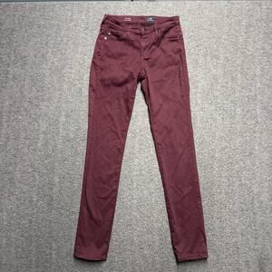 AG Adriano Goldschmied Jeans Womens 24 Burgundy Prima Crop Mid Rise Cigarette